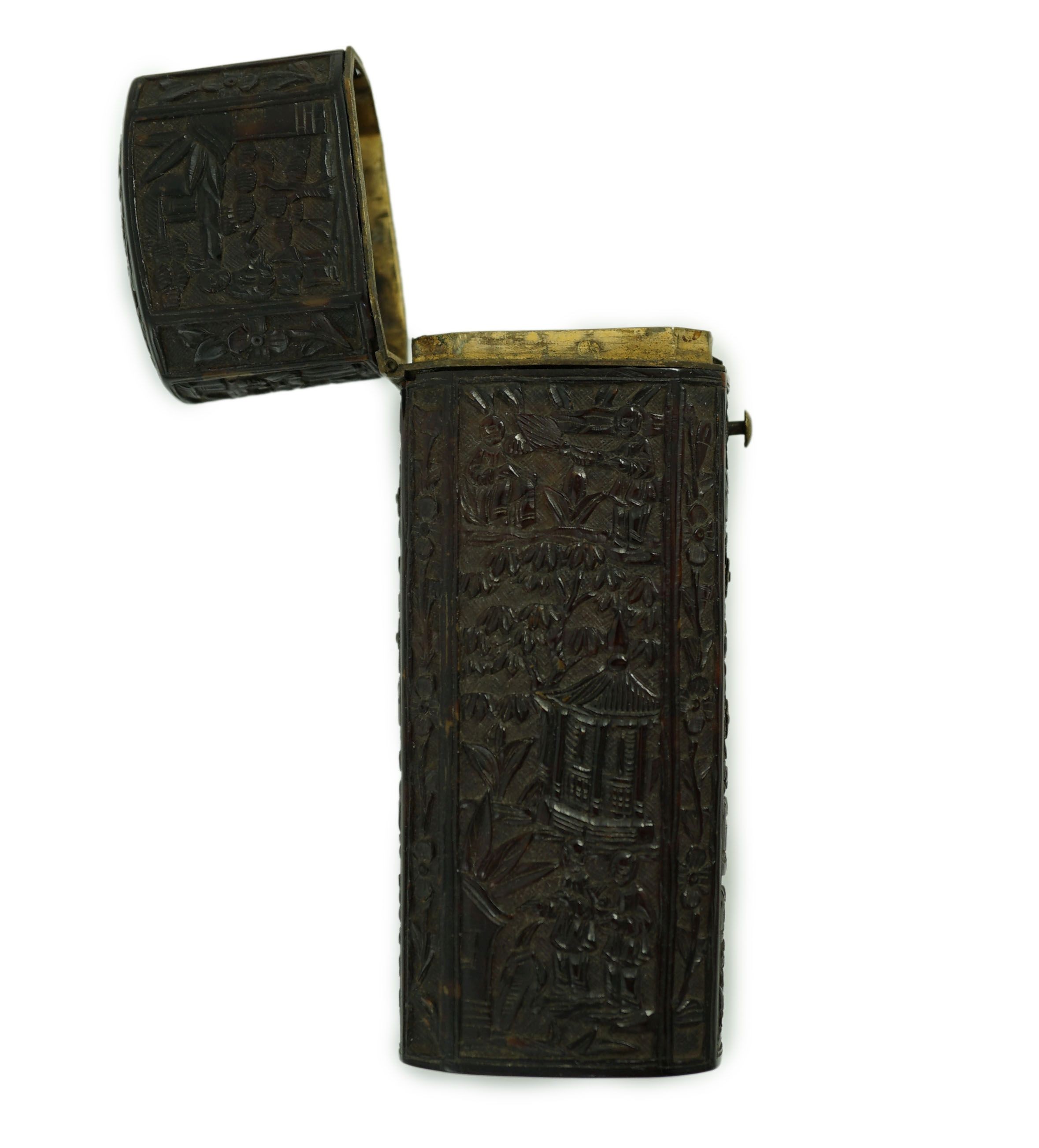 A 19th century Chinese export tortoiseshell etui case, no contents, 13cms long.